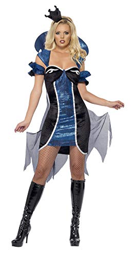 Fever Women's Evil Queen Costume,Dress with Cape and Arm Cuffs, Size: XS, Colour: Blue and Black, 26053