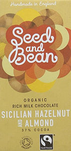 SEED & BEAN Organic & Fairtrade Milk Hazelnut & Almond Bar 85g (PACK OF 8)