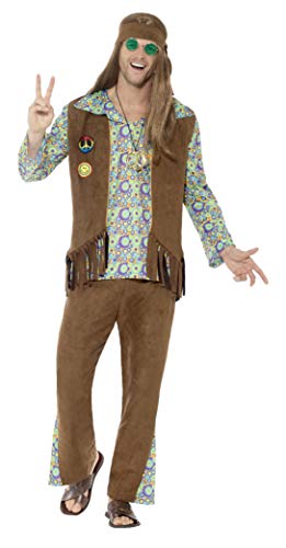 Smiffys 60s Hippie Costume, with Trousers, Top, Waistcoat