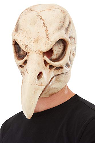 Smiffys 50819 Bird Skull Latex Mask, Unisex Adult, White