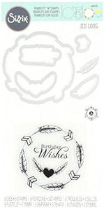 Sizzix 661131 Feather Wreath Framelits Die Set with Stamps by Jen Long (6/Pack)