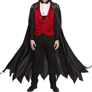 Fever Adult men's Vampire Costume, Waistcoat, Cape and Cravat, Halloween, Size M, 29991