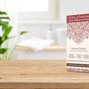 Tints of Nature Henna Cream Light Brown | Semi Permanent Hair Dye Kit | Cool Light Brown Hair Colour | Made From Natural Henna & Plant Extracts | Vegan Friendly | 70ml / 2.46 fl oz