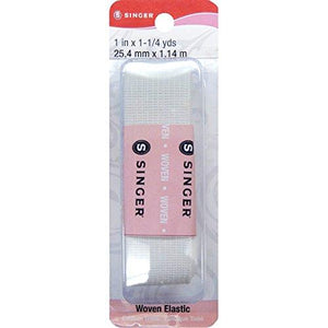 Singer Woven Pajama Craft Elastic, 1" by 1-1/4 yd, White