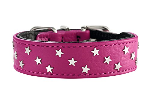 Collar Capri Mini Stars, 37 Raspberry/Black, Leather | Hunter