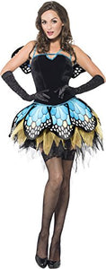 Smiffy's Women's Fever Boutique Butterfly Costume, Blue, Skirt and Corset with Lace Up Back and Wings, Size: 16-18