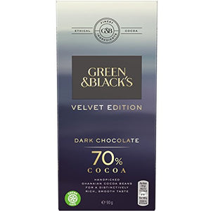 Green & Black's 70% Dark Chocolate Bar 90g Pack of 18
