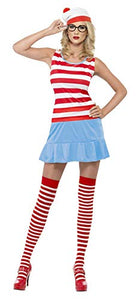 Smiffys Women's Where's Wenda? Cutie Costume, Dress, Hat, Glasses & Stockings, Size: M, Color: Red and White, 25745