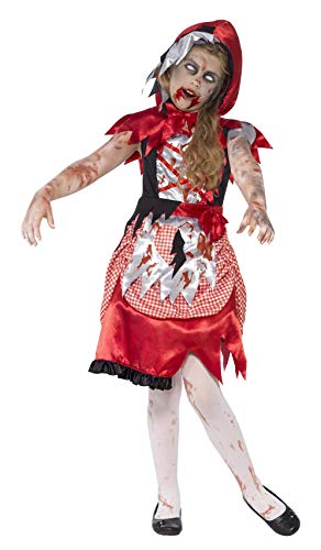 Smiffys Children's Zombie Miss Hood Costume, Dress and Hooded Cape, Colour: Red, Size: M, 44285