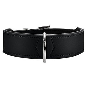 Collar Basic 55 Nickel, Neck 41-49 Cm Coated Split Leather Black/Black | Hunter