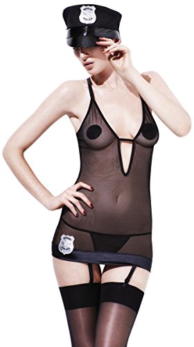 Fever, Women's Police Dress Set, Medium, Black