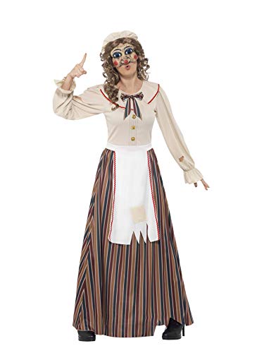 Smiffys Adult Women's Halloween Possessed Judy Costume, Dress, Hat and Latex Mask, Cirque Sinister, Halloween, Size: L, 45577