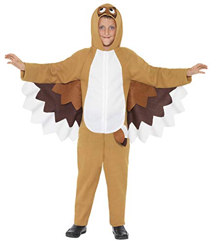 Smiffys Toddler's All In One Owl Costume,Jumpsuit with Hood, Colour: Brown, 41088