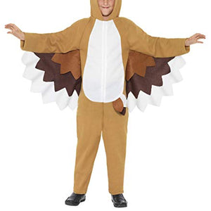 Smiffys Toddler's All In One Owl Costume,Jumpsuit with Hood, Colour: Brown, 41088