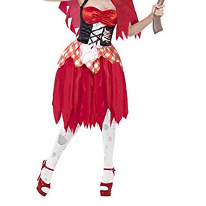 Smiffys Women's Zombie Hooded Beauty Costume, Dress, Latex Chest & Hood, Size: S, Colour: Red, 43034