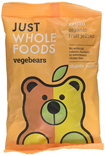 Just Wholefoods, Vegebears Fruit Jellies - Gelatine and Gluten Free Gummy Bears, No Artificial Flavours and Sweeteners - 100g, Pack of 8 Slightly Sour Flavour