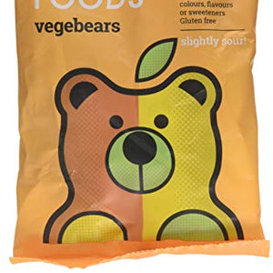 Just Wholefoods, Vegebears Fruit Jellies - Gelatine and Gluten Free Gummy Bears, No Artificial Flavours and Sweeteners - 100g, Pack of 8 Slightly Sour Flavour