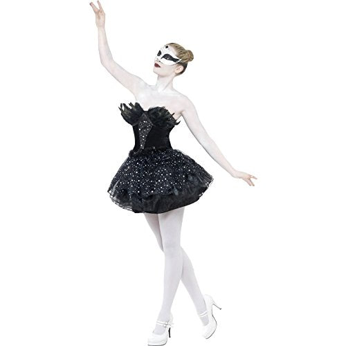 Smiffys Adult Women's Gothic Swan Masquerade Costume, Dress, Carnival of the Damned, Halloween, Size: M, 27313