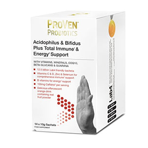 Proven Probiotic Acidophilus & Bifidus Plus Total Immune & Energy Support - Lab4 Friendly Bacteria with Added Caffeine & multivitamins