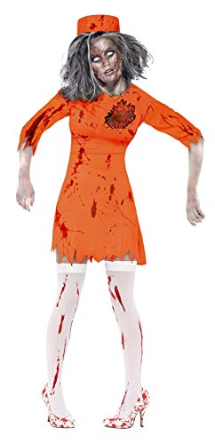 Smiffys Women's Zombie Death Row Diva, Dress and Hat, Size: L, Colour:Orange, 40053