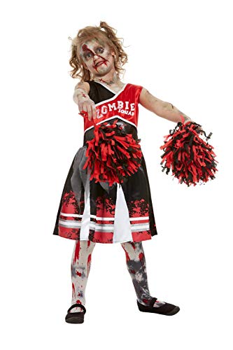 Smiffys 51079M Zombie Cheerleader Costume, Girls, Red, M - Age 7-9 years