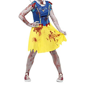 Smiffys Teen's Zombie Miss Snow Costume, Dress, Headband & Collar, Colour: Blue and Yellow, Size: S, 45613