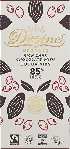 Divine Organic 85% Dark Chocolate Bar With Cocoa Nibs 800g - Pack of 10