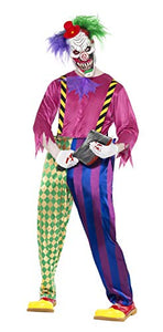Smiffys Men's Kolorful Killer Klown Costume, Shirt, Pants, Braces & Mask, Size: L, 21623