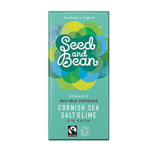 Organic Seed and Bean Rich Milk 37 Percent Cornish Sea Salt Tropical Lime 85 g (Pack of 8)