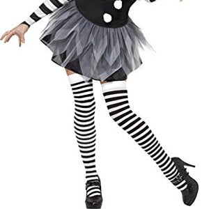 Smiffys Women's Sinister Pierrot Costume, Dress, Neckpiece, Hat & Arm Cuffs, Size: S, Color: Black and White, 34226