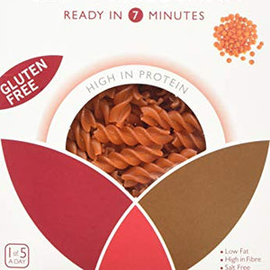 Clearspring Organic Gluten Free Red Lentil and Brown Rice Fusilli Pasta, 250g (Pack of 4)