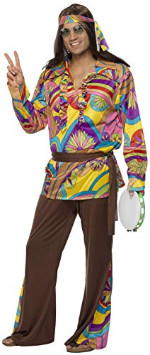 Smiffys Psychedelic Hippie Man Costume multi-coloured, with pants, shirt, Size M