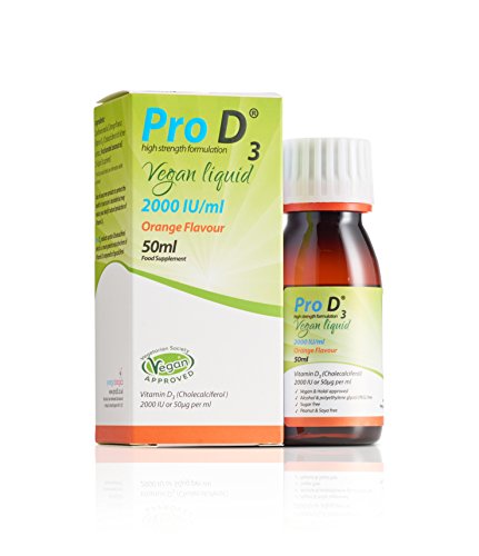 Pro D3 Vegan Liquid 50ml (Vitamin D3-2000 IU/ml) Vegan Certified - Cruelty Free - Gluten Free - Salt Free - Yeast Free - Gelatin Free - SOYA Free - Peanut Free - Colour Free - Alcohol Free - Halal