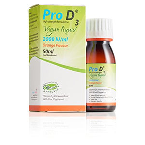 Pro D3 Vegan Liquid 50ml (Vitamin D3-2000 IU/ml) Vegan Certified - Cruelty Free - Gluten Free - Salt Free - Yeast Free - Gelatin Free - SOYA Free - Peanut Free - Colour Free - Alcohol Free - Halal