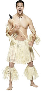 Smiffys Adult men's Zulu Warrior Costume, Skirt, Anklets and Wristbands made of Straw, Around the World, Serious Fun, One Size, 30006