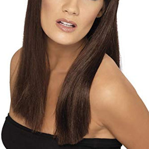 Smiffys Women's Long and Straight Brown Wig with Bangs, One Size, Glamourama Wig, 42155