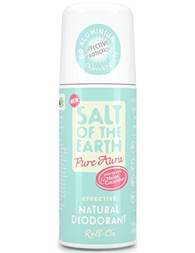 Natural Deodorant Roll On by Salt of the Earth, Melon & Cucumber - Vegan, Long Lasting Protection, Not Tested on Animals, Paraben Free, Made in the UK - 75ml