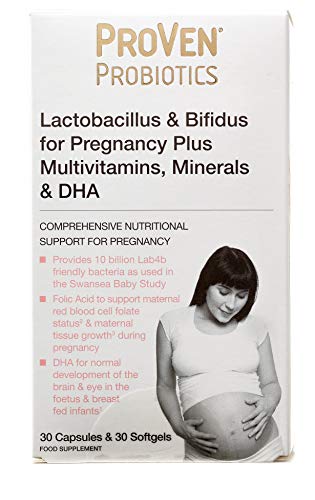 Proven Probiotics Lactobacillus and Bifidus for Pregnancy/Multivits DHA Capsules - Pack of 30