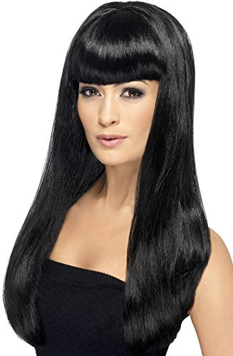 Smiffys Babelicious Wig Long Straight with Fringe - Black