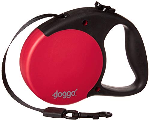 Doggo Everyday Retractable Dog Lead With Soft Grip Handle, Red, Small | Doggo