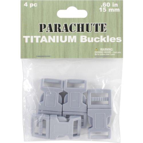 Pepperell Parachute Cord Titanium Bracelet Buckles, 15mm, 4-Pack