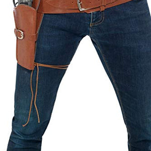 Smiffy's 40305 Adult Faux Leather Single Holster with Belt, Unisex, Tan, One Size