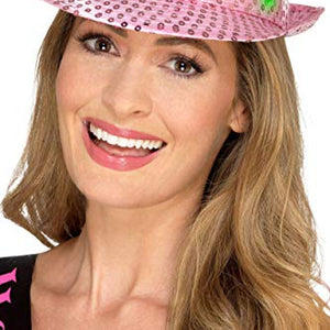 Smiffys 48336 Light Up Sequin Hen Party Trilby Hat, Pink, One Size