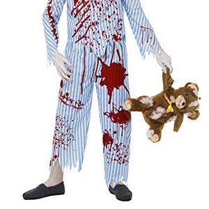 Smiffys Tween Zombie Pyjama Boy Costume, Top & Trousers, Colour: Blue and Red, Size Tween, 23353