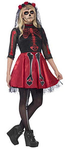 Smiffys Young Adult female's Day Of The Dead Diva Costume, Dress and Headpiece, Halloween, Size S, 44342