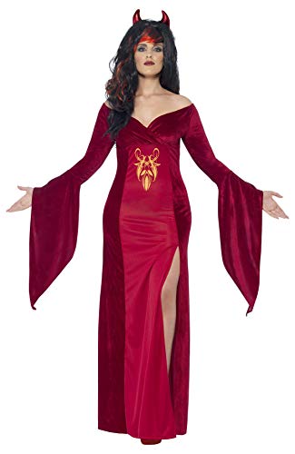 Smiffys Adult Women's Devil Costume, Dress and Horns, Legends of Evil, Halloween, Size: XXXL, 44337
