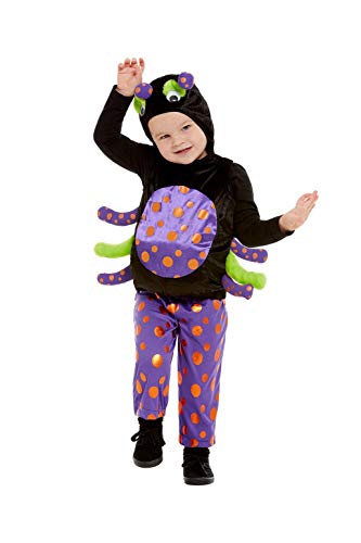Smiffys 61130T2 Toddler Spider Costume, Unisex Children, Black, Age 3-4 Years