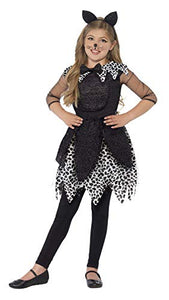 Smiffys Children's Deluxe Midnight Cat Costume, Dress, Tail & Cat Ear Headband, Size: S, Colour: Black, 44287