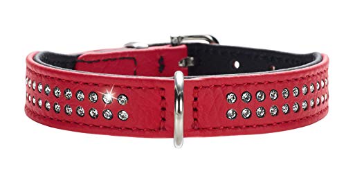 Collar Diamond Petit 27 Nickel-Plated Nappa Red/Black, 20-24 Cm | Hunter