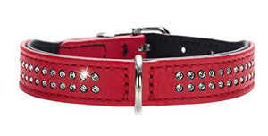 Collar Diamond Petit 27 Nickel-Plated Nappa Red/Black, 20-24 Cm | Hunter